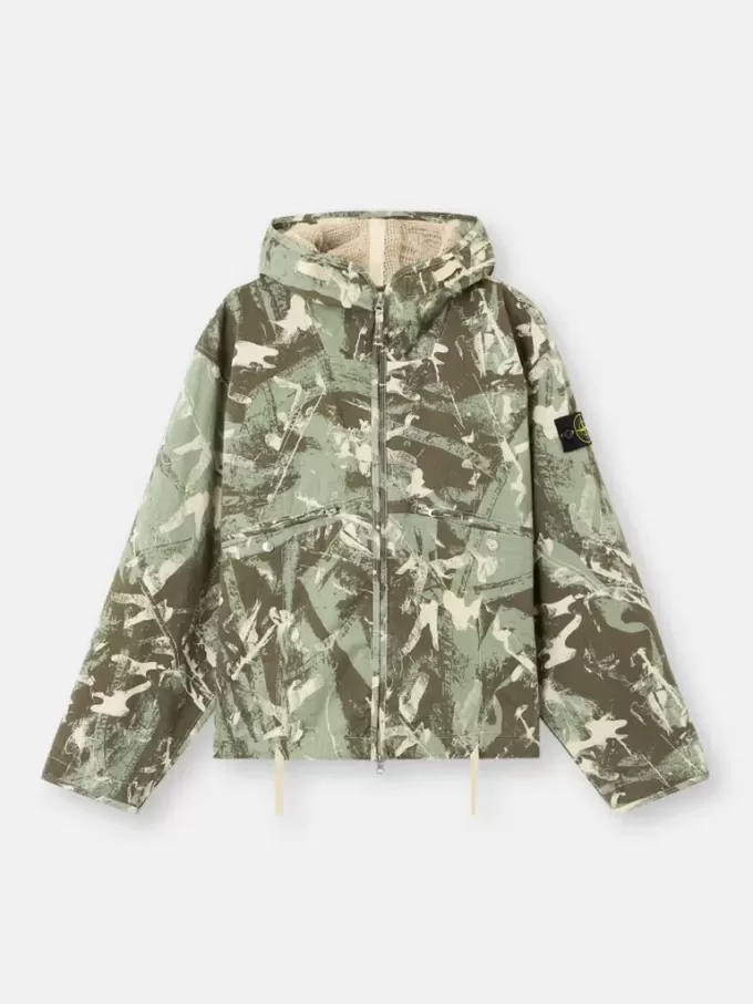Kapuzenjacke mit Camouflage-Print und Anti-Drop-Beschichtung Kapuzenjacke mit Camouflage-Print und Anti-Drop-Beschichtung