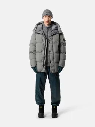Kapuzenparka aus Daunen mit Windschutz