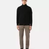Knopfleiste-Pullover mit Filzbesatz Knopfleiste-Pullover mit Filzbesatz