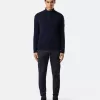 Pullover mit halbem Reißverschluss und Filzbesatz Pullover mit halbem Reißverschluss und Filzbesatz