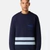 Pullover mit Rundhalsausschnitt, Brusttasche und Aufdruck Pullover mit Rundhalsausschnitt, Brusttasche und Aufdruck