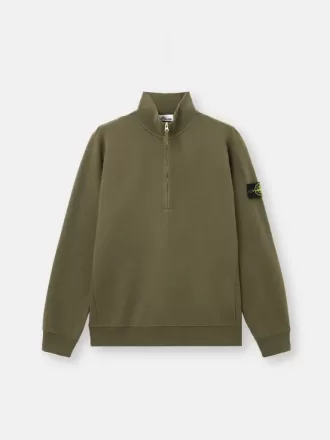 Regular-Fit-Sweatshirt mit halbem Reißverschluss und gerippten Einsätzen
