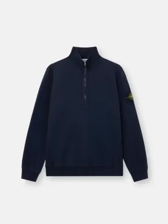 Regular-Fit-Sweatshirt mit halbem Reißverschluss und gerippten Einsätzen