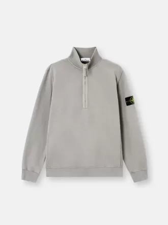 Regular-Fit-Sweatshirt mit halbem Reißverschluss und gerippten Einsätzen
