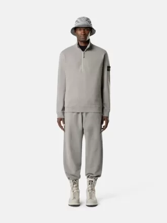 Regular-Fit-Sweatshirt mit halbem Reißverschluss und gerippten Einsätzen
