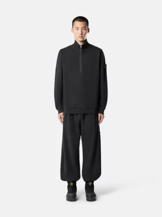 Regular-Fit-Sweatshirt mit halbem Reißverschluss und gerippten Einsätzen