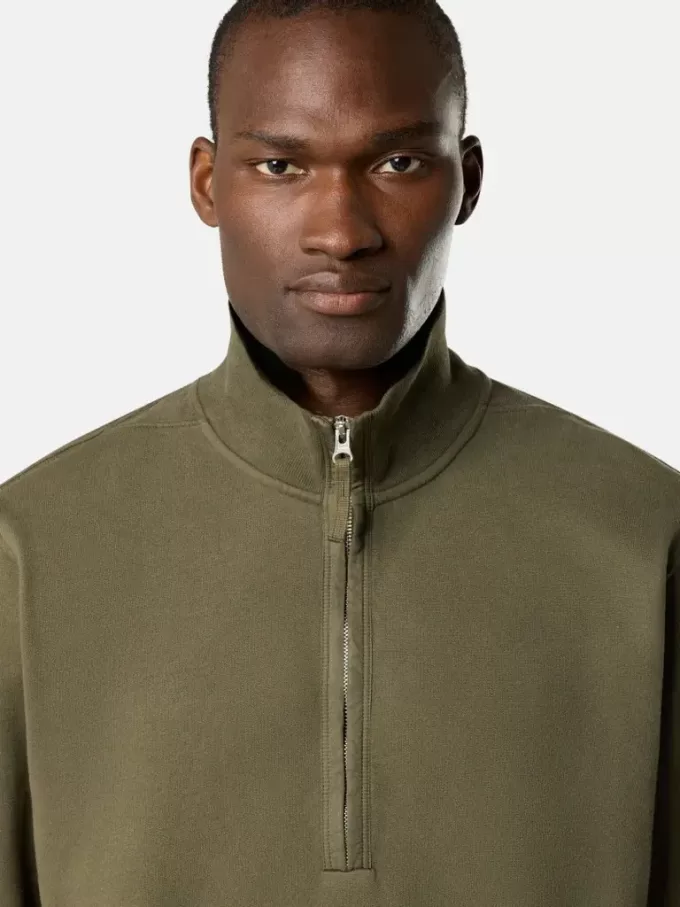 Regular-Fit-Sweatshirt mit halbem Reißverschluss und gerippten Einsätzen Regular-Fit-Sweatshirt mit halbem Reißverschluss und gerippten Einsätzen