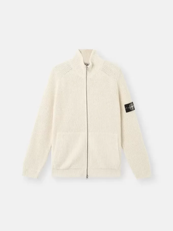 Reißverschluss-Pullover mit Taschen und Fischerrippenmuster