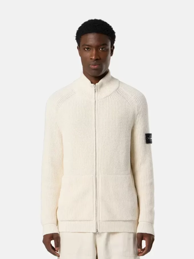 Reißverschluss-Pullover mit Taschen und Fischerrippenmuster