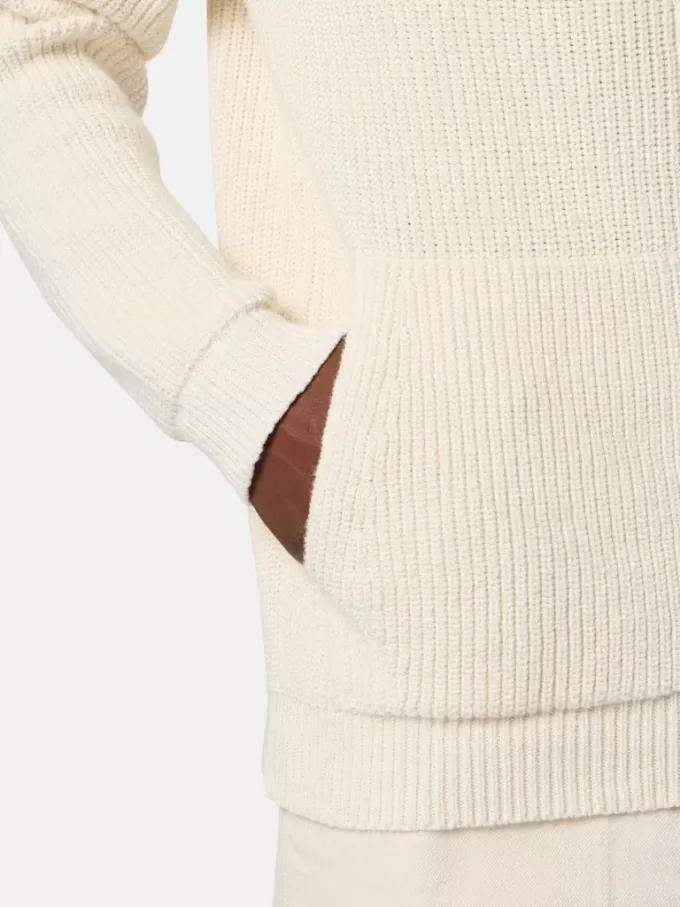 Reißverschluss-Pullover mit Taschen und Fischerrippenmuster