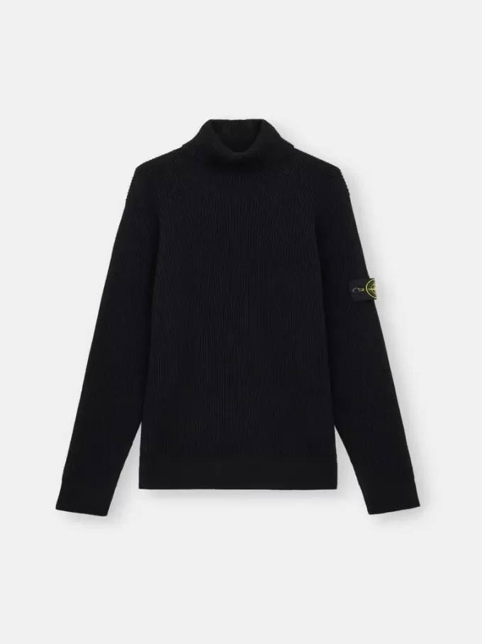 Rollkragenpullover mit fein gerippten Bündchen