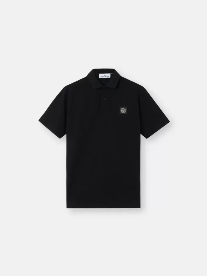Schmal geschnittenes Kurzarm-Poloshirt mit Compass-Aufnäher