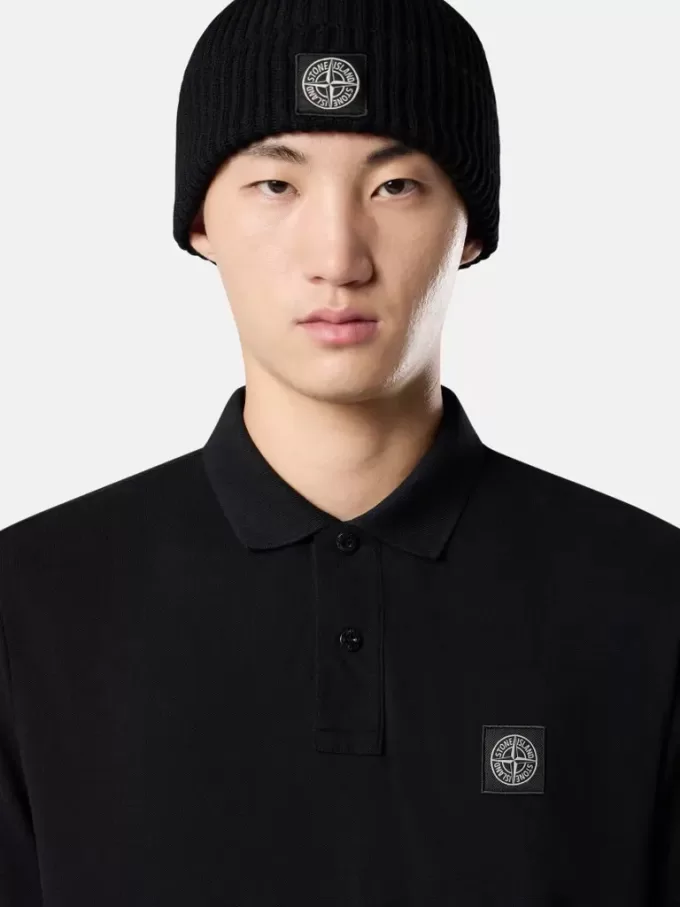 Schmal geschnittenes Kurzarm-Poloshirt mit Compass-Aufnäher