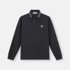 Schmal geschnittenes Langarm-Poloshirt mit Streifendetails