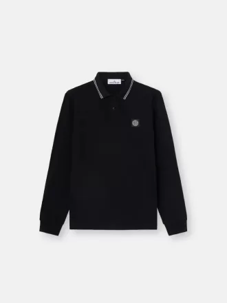 Schmal geschnittenes Langarm-Poloshirt mit Streifendetails Schmal geschnittenes Langarm-Poloshirt mit Streifendetails