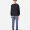 Schmal geschnittenes Langarm-Poloshirt mit Streifendetails