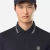 Schmal geschnittenes Langarm-Poloshirt mit Streifendetails