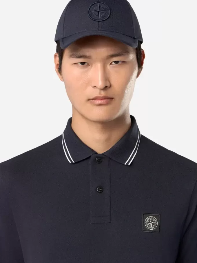 Schmal geschnittenes Langarm-Poloshirt mit Streifendetails