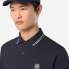 Schmal geschnittenes Langarm-Poloshirt mit Streifendetails