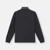 Schmal geschnittenes Langarm-Poloshirt mit Streifendetails