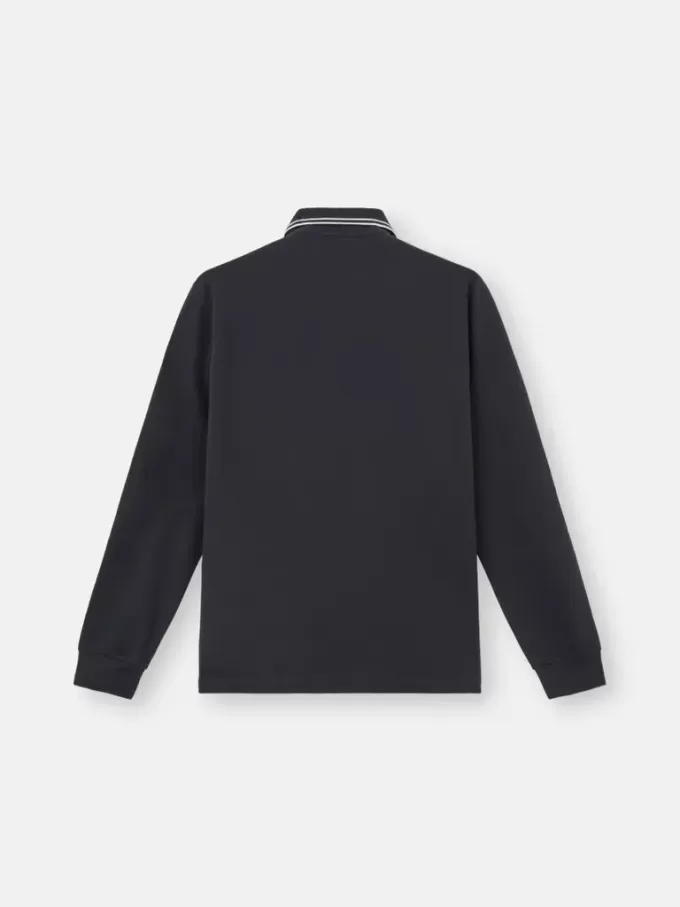 Schmal geschnittenes Langarm-Poloshirt mit Streifendetails