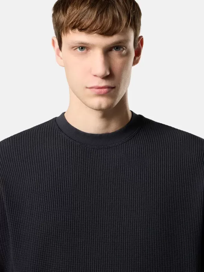 Sweatshirt mit Rundhalsausschnitt und gerippten Details