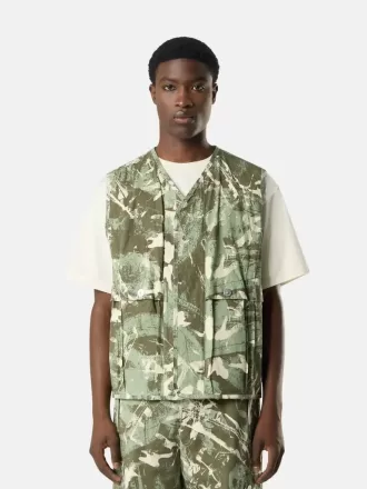 Weste mit Camouflage-Print und Futter aus Baumwoll-Ripstop