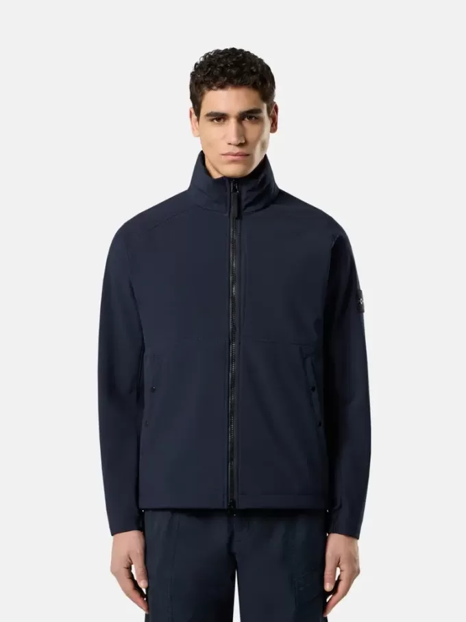 Wind- und wasserabweisende Jacke mit verdeckter Kapuze Wind- und wasserabweisende Jacke mit verdeckter Kapuze